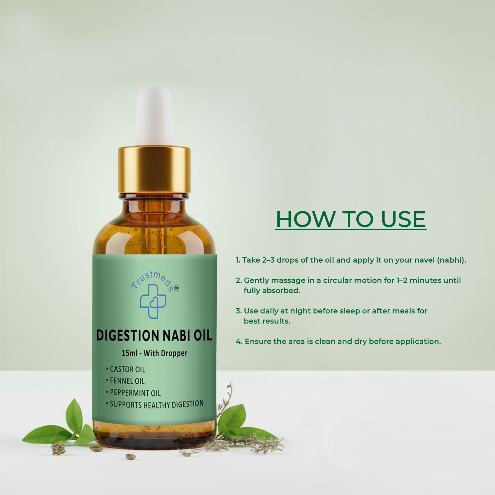 Digestion Nabi Oil with Dropper - 15ml-Belly Button Oil for Digestion & Joint Support view 3